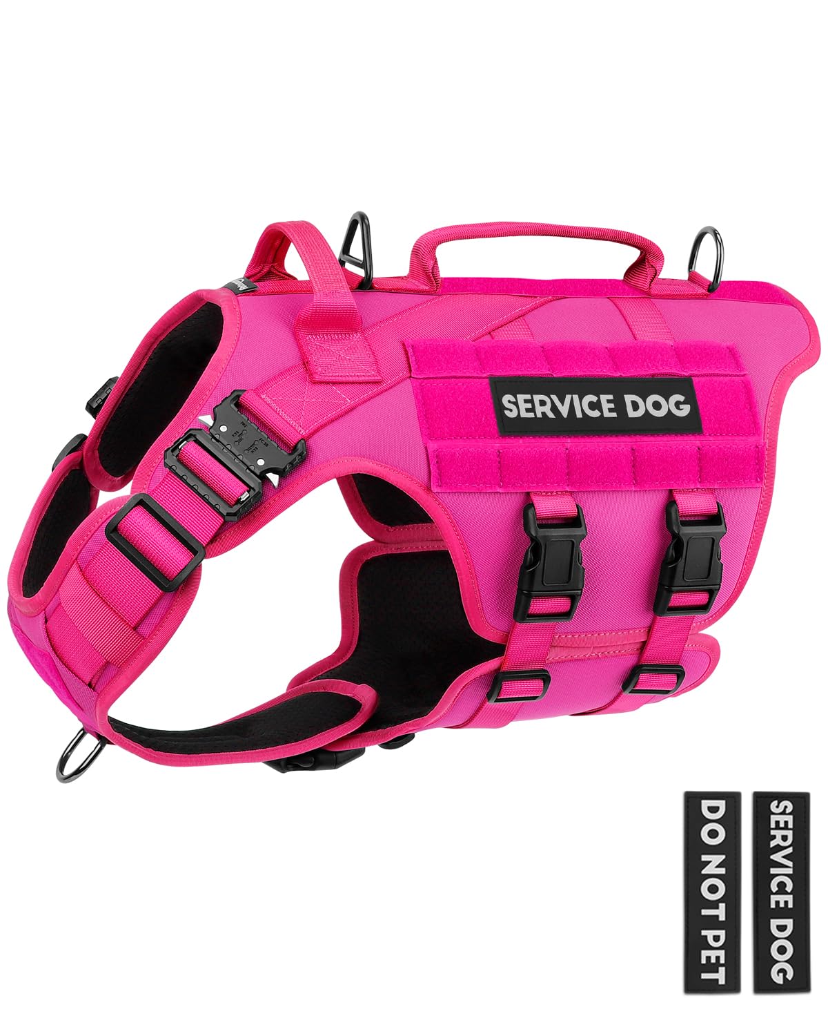 PETNANNY harnais tactique rose vue avant, liberté de mouvement lors des promenades