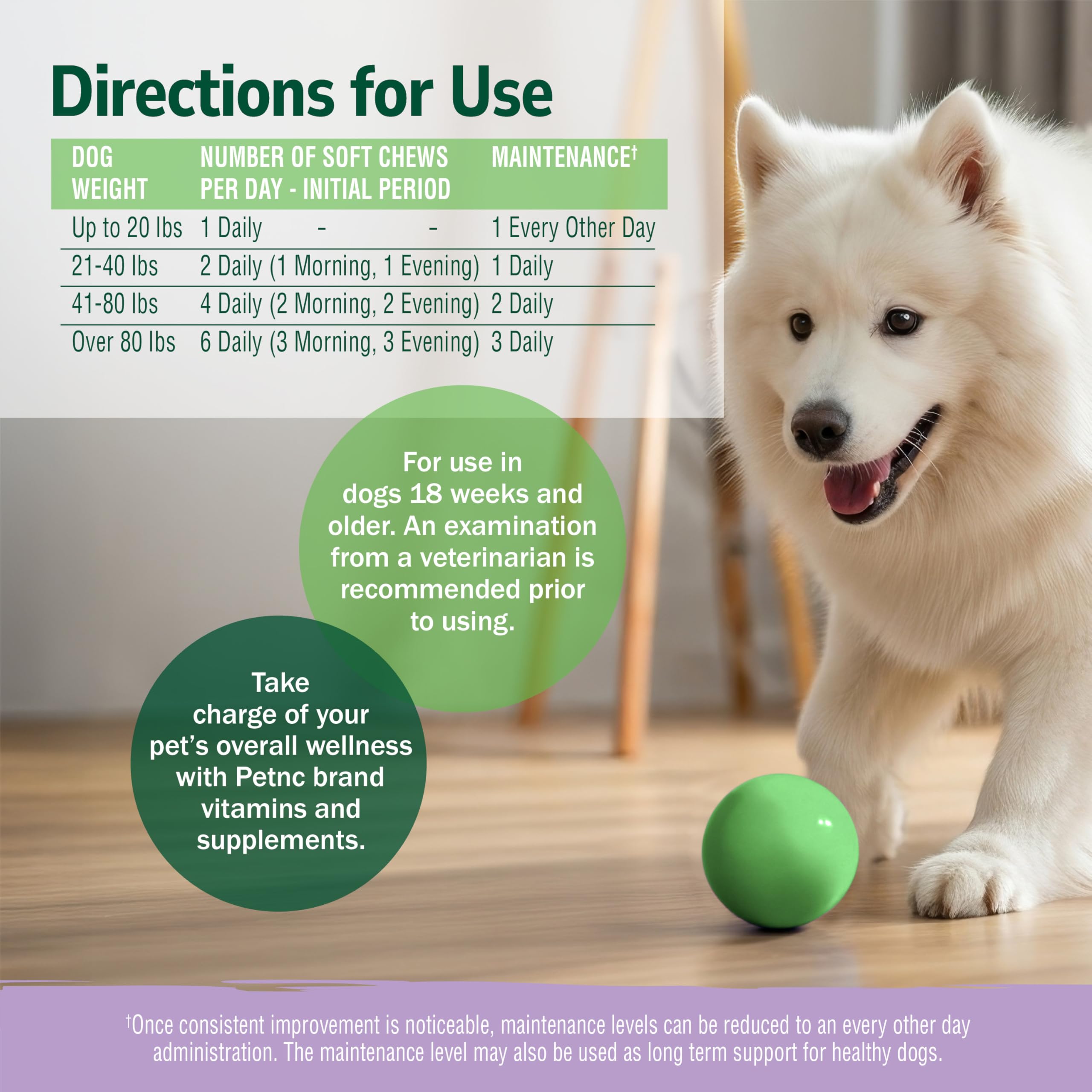 Vitamine C et manganèse dans PetNC Hip & Joint Soft Chews.