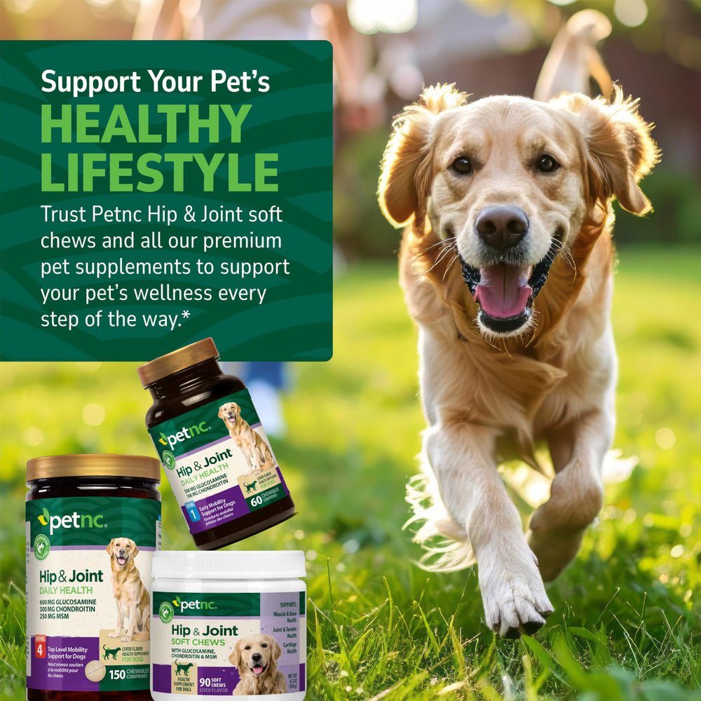 Goût foie apprécié par les chiens grâce à PetNC Hip & Joint Soft Chews.