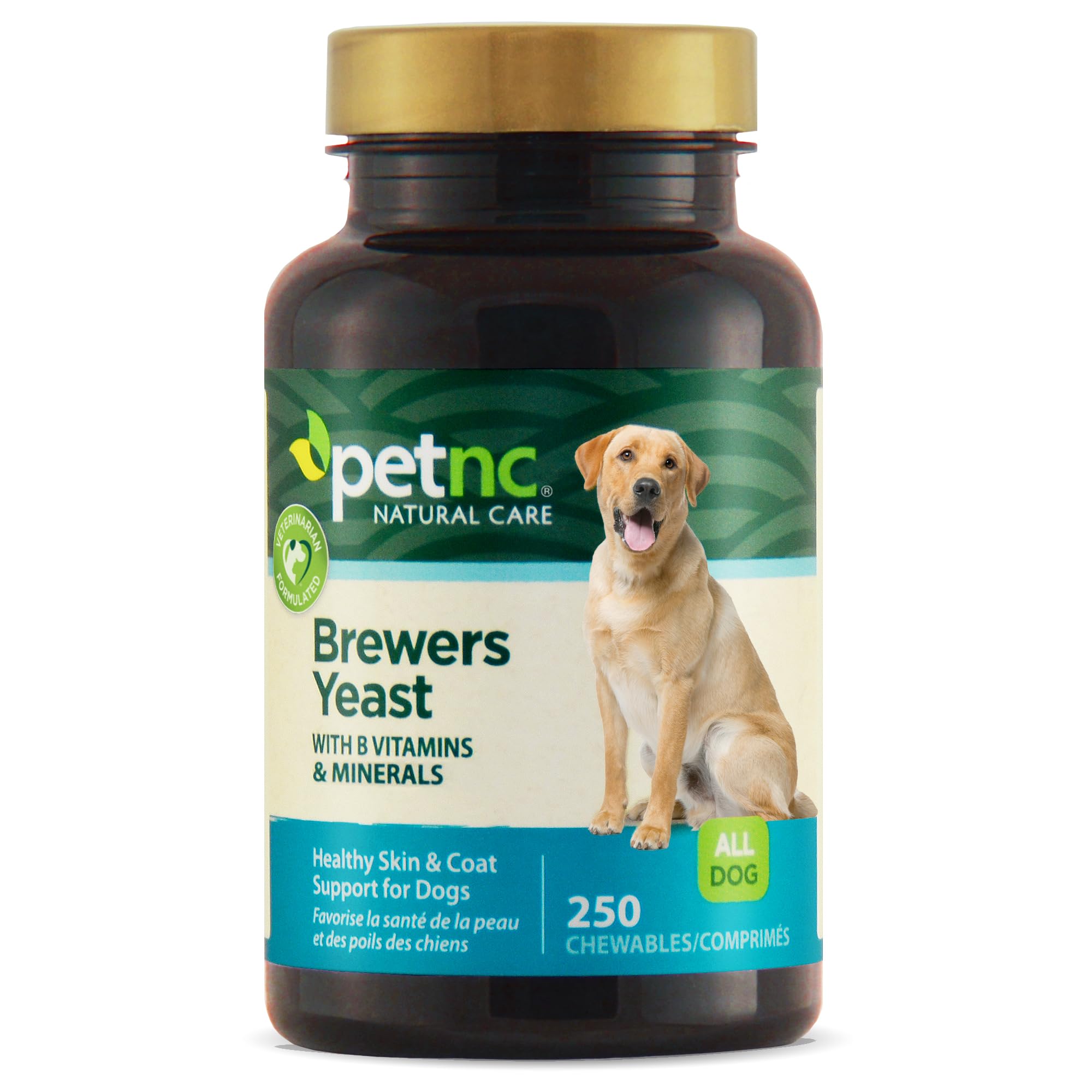 PetNC Natural Care levure de bière pour chien, emballage visible, soutien potentiel peau saine.