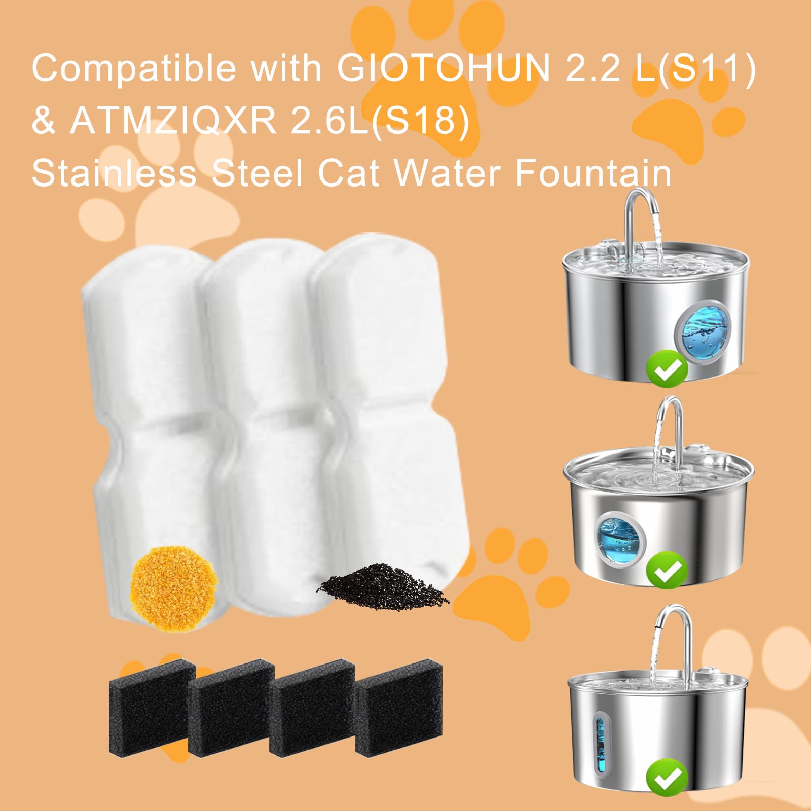 Filtre PetNeizance pour fontaine HOOISE 74oz, eau plus propre.