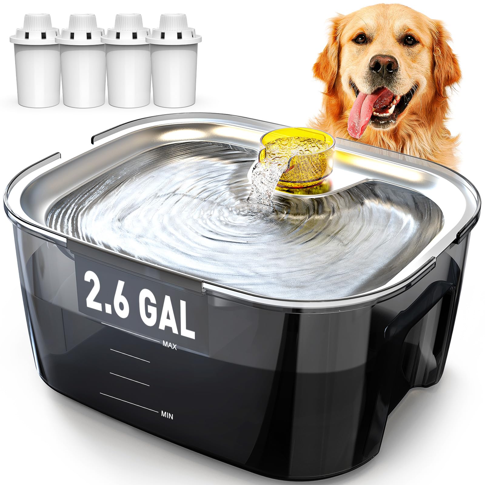 Fontaine PETNF en acier inoxydable prête pour chiens et chats.