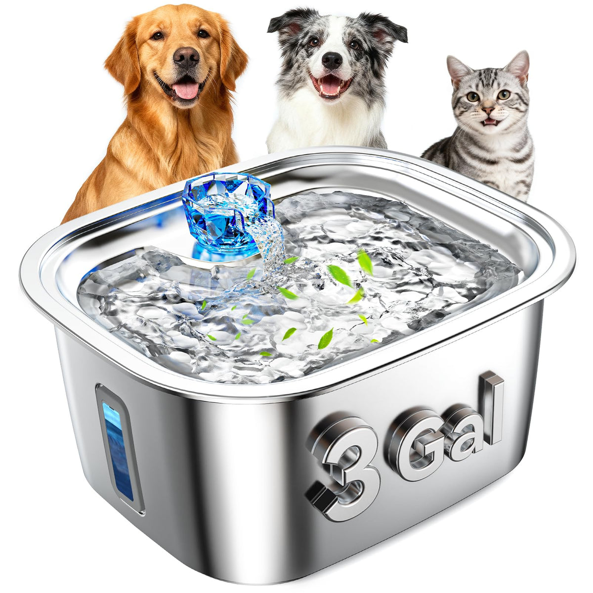 PETNF fontaine-eau-chien-acier-inox-3-galons flux constant pour grands chiens