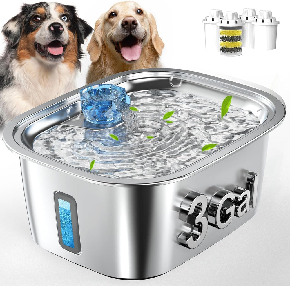Fontaine PETNF en acier inoxydable, idéale pour grands chiens et foyers multi-animaux.