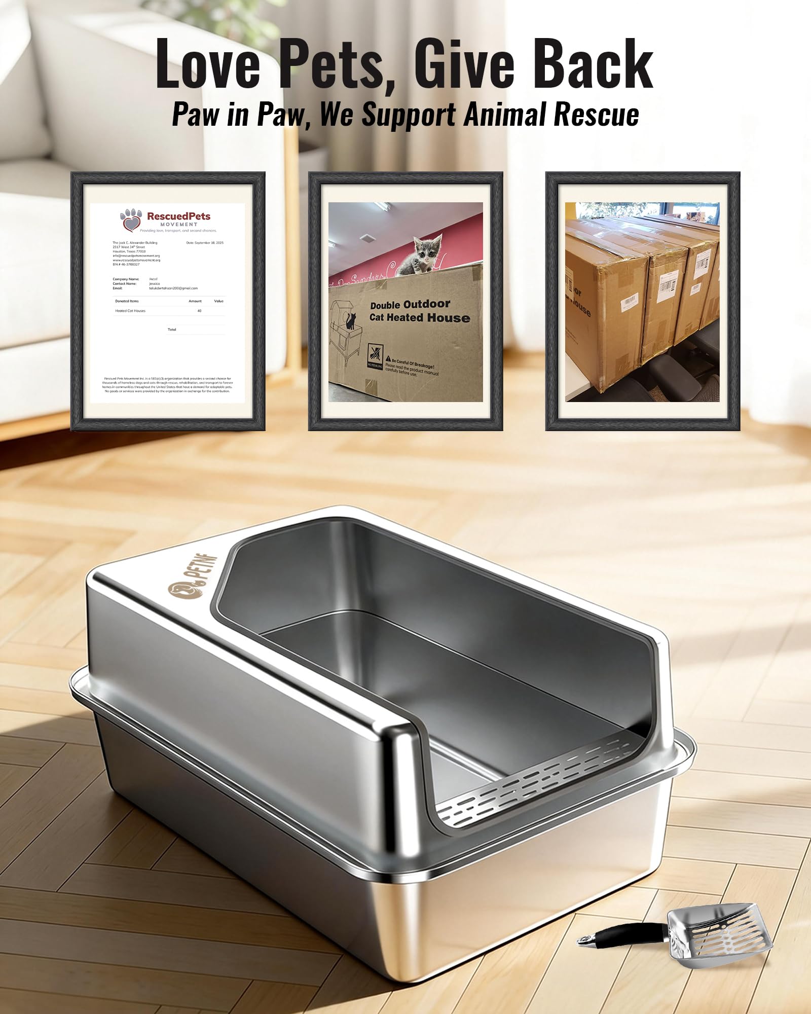 PETNF litiere pelle incline incluse pour entretien rapide