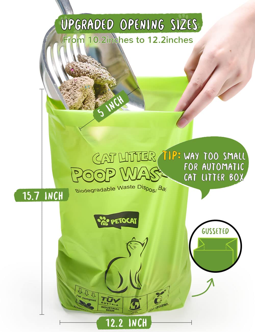 PETOCAT sac litière chat étanche et robuste évitant les fuites