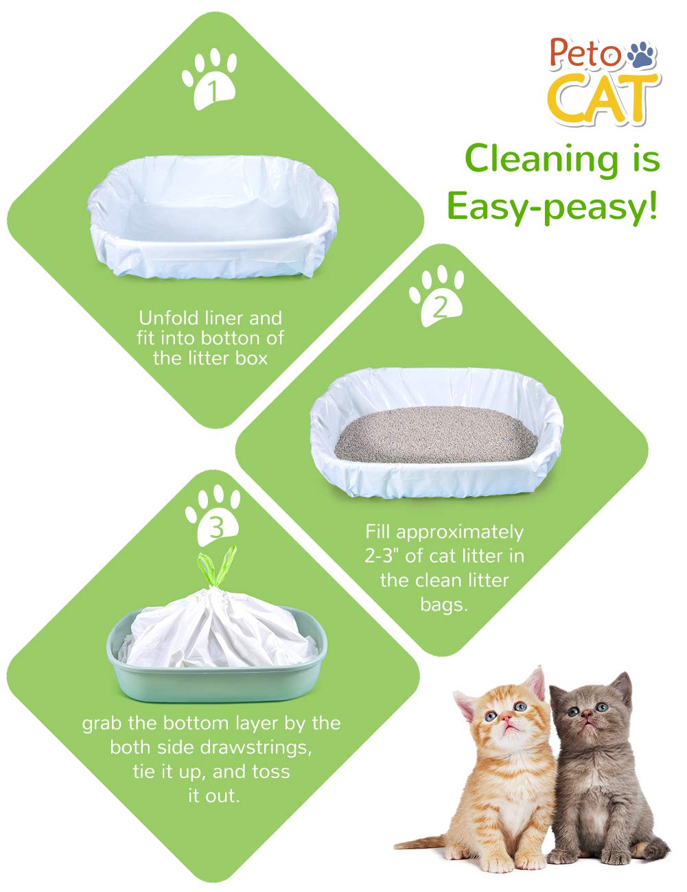 PETOCAT sacs-litiere-separes, coutures robustes et absence de dechirures
