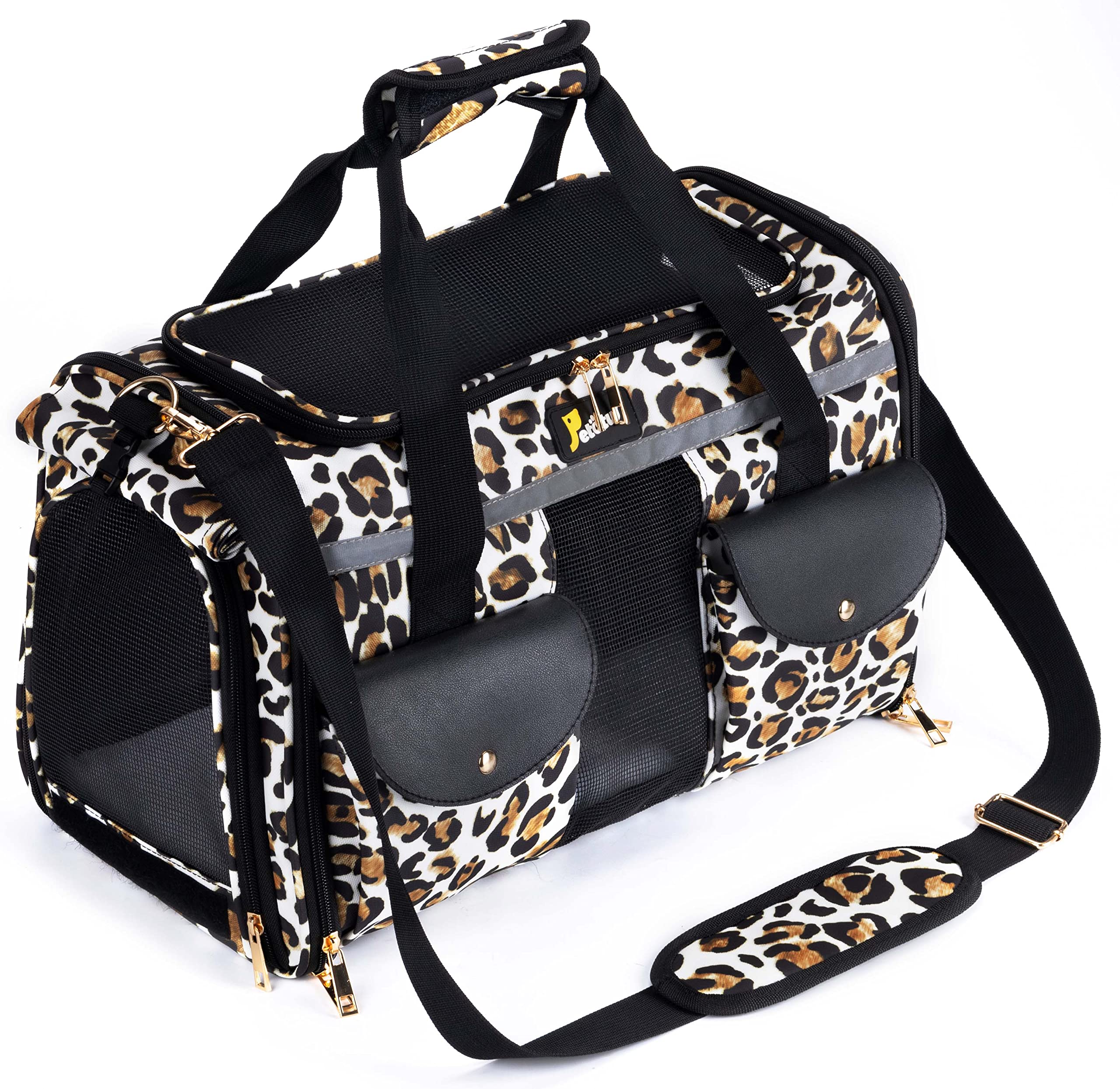 Sac Petotw transport Léopard, pratique pour petit chien ou chat lors des trajets.