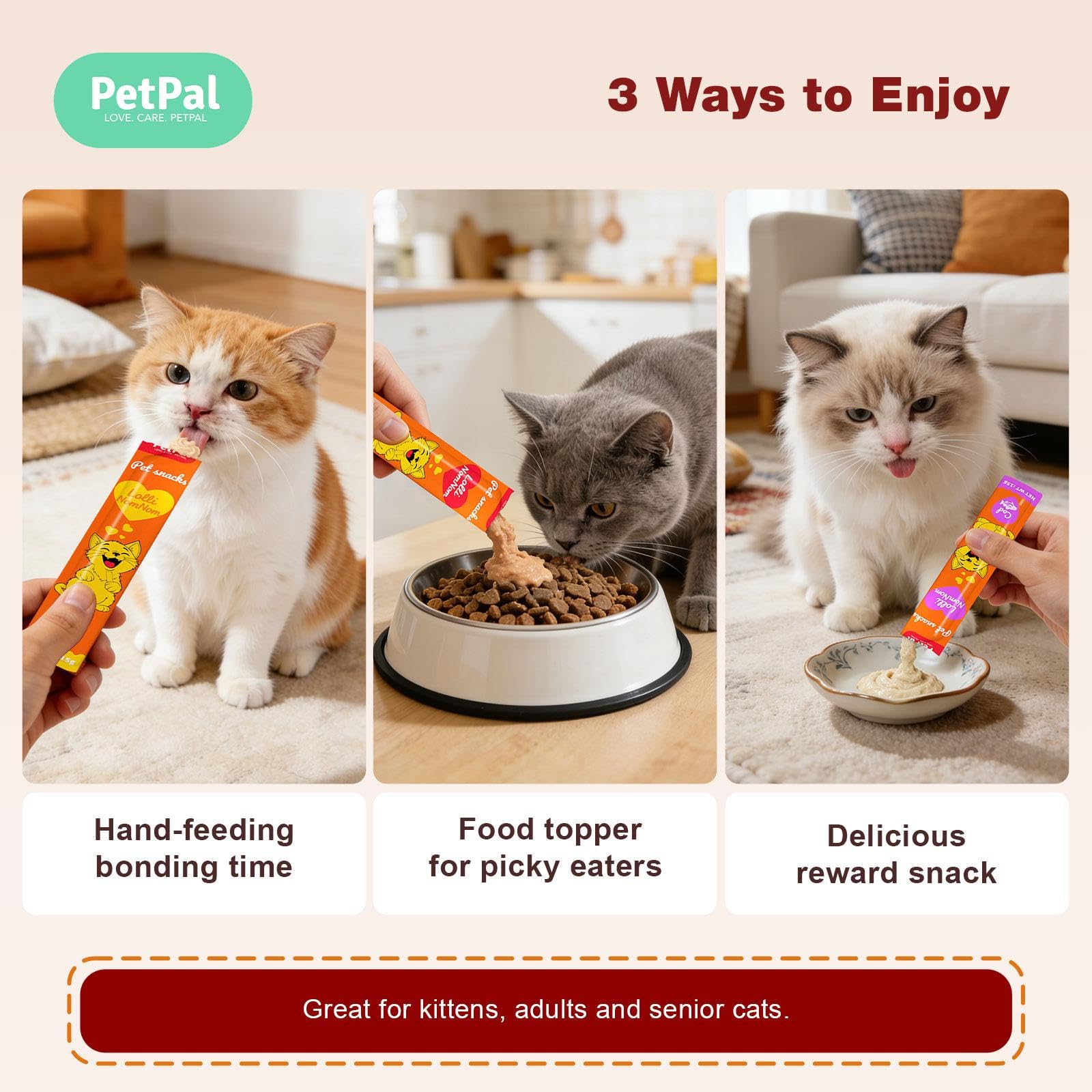 PetPal Féline Tentation servir dans bol, repas propre et sans miettes.