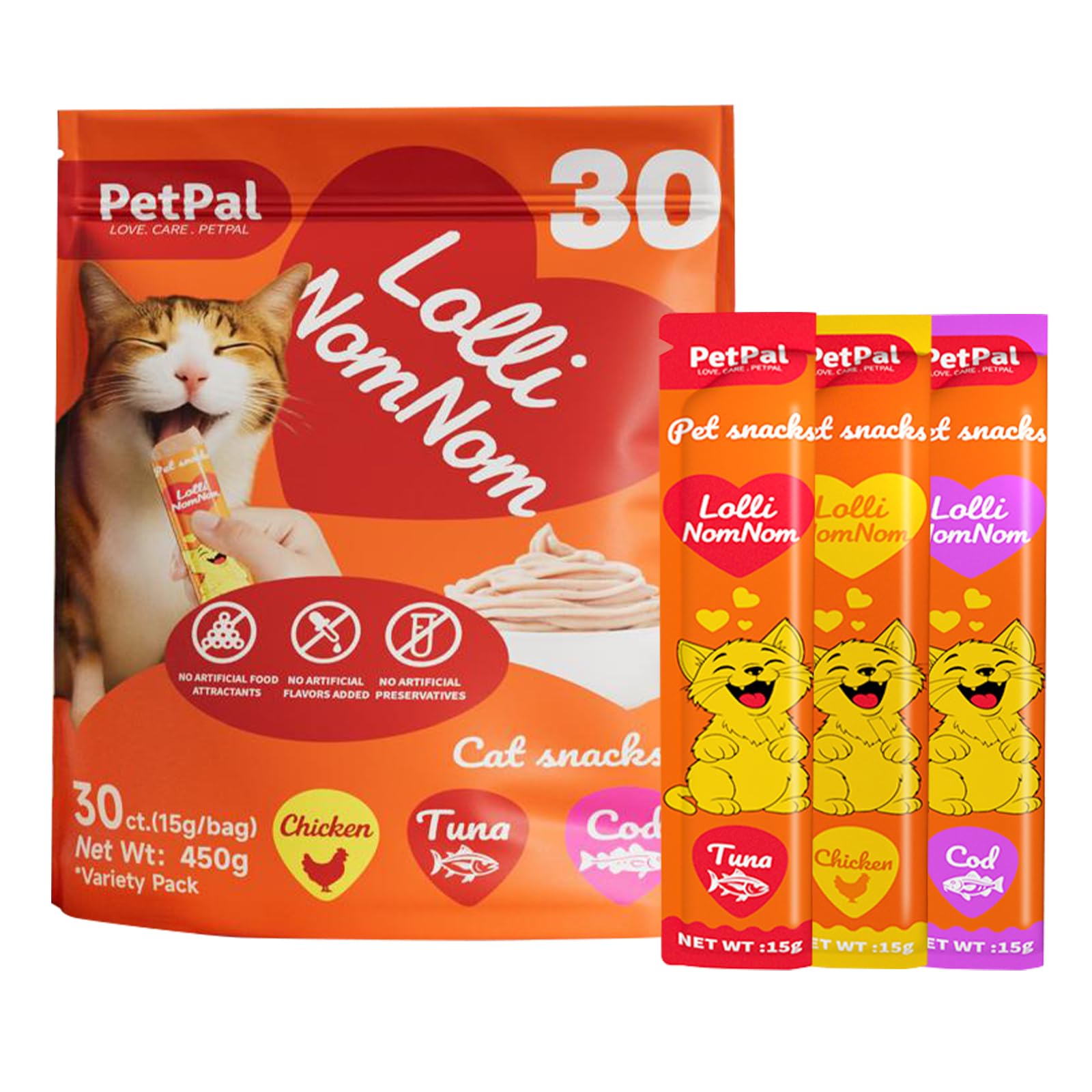 PetPal Féline Tentation tube poulet, texture crémeuse, récompense facile à donner.