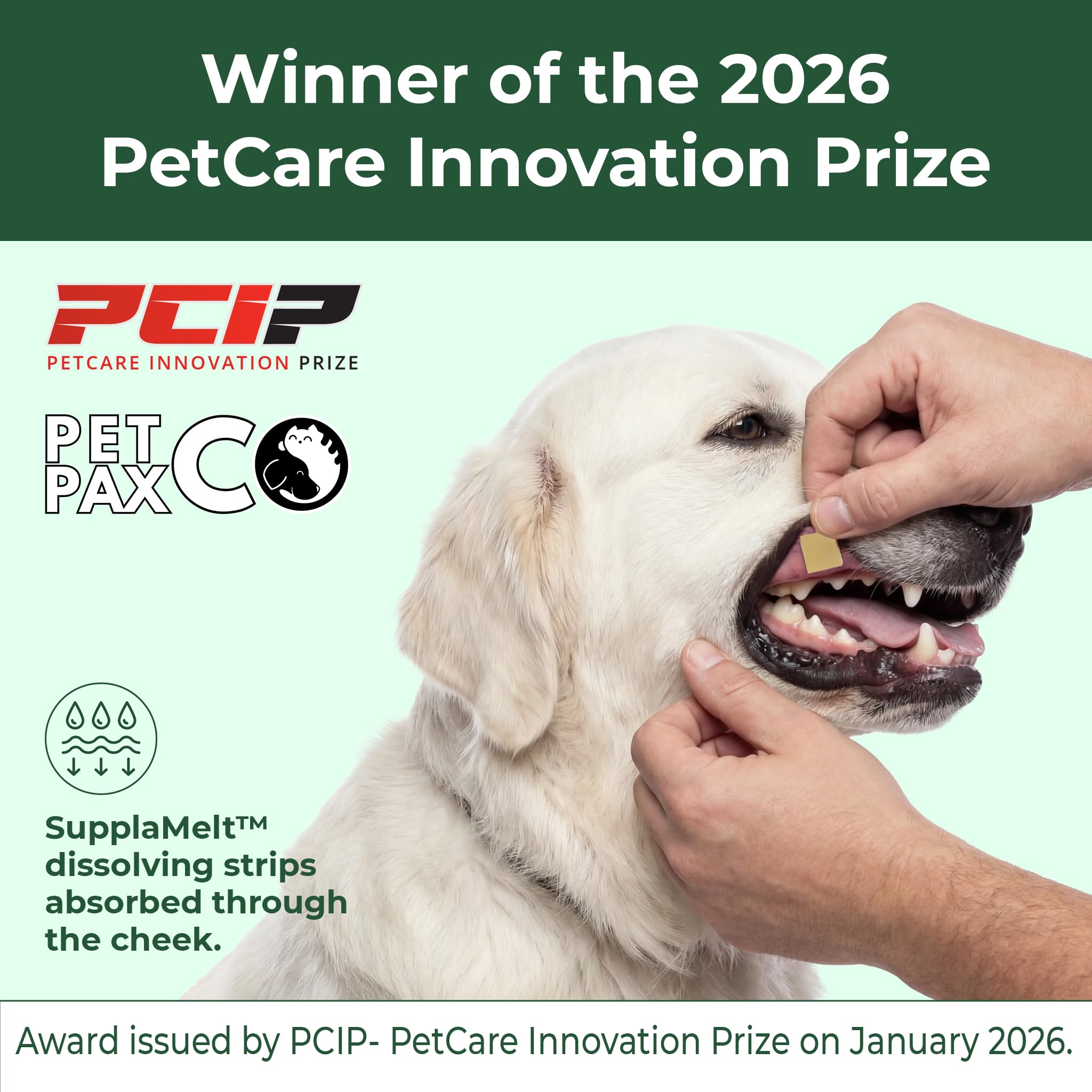 Haleine plus fraîche pour chien grâce à PetPax Co. DentalMelt.