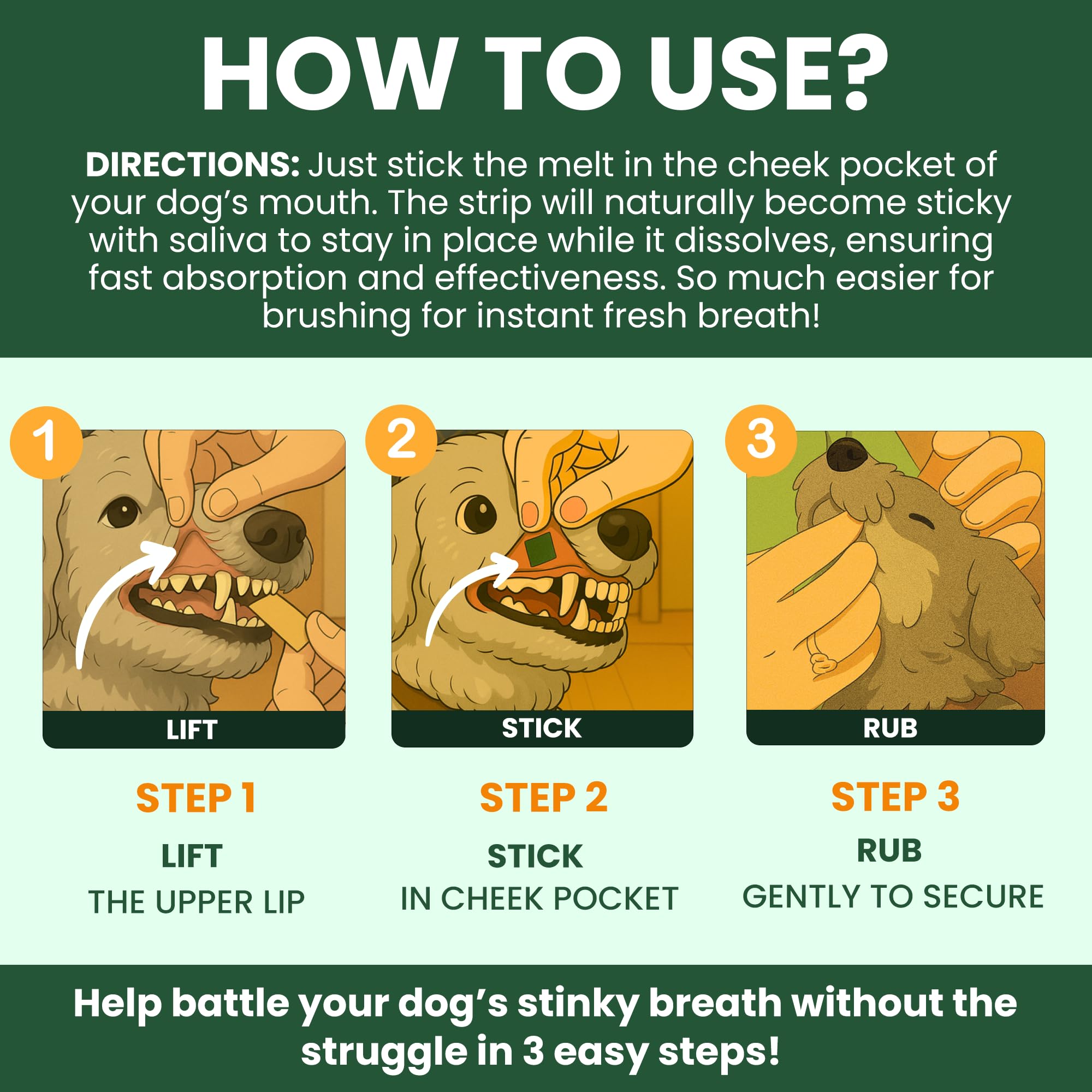 Soin buccal quotidien avec PetPax Co. DentalMelt.