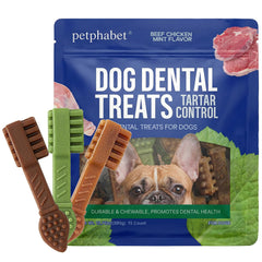 Petphabet bâtonnet dentaire en forme de brosse pour un brossage efficace lors de la mastication.