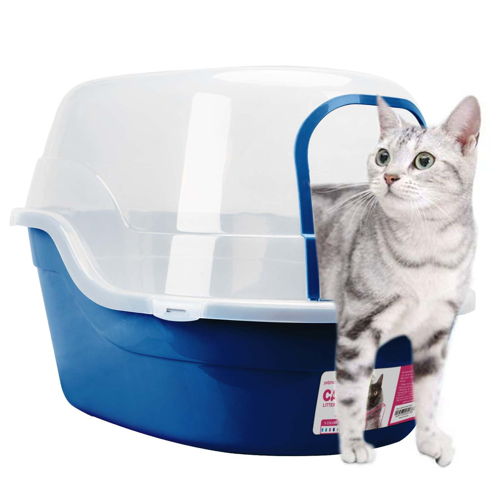 Litière cachée Petphabet vue avant, idéale pour deux chats dans un espace restreint.