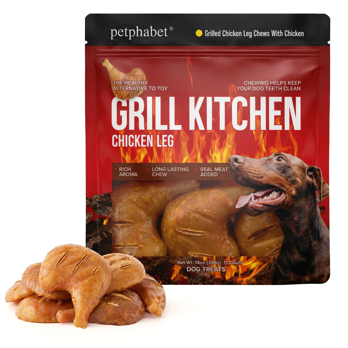 PETPHABET os-poulet-grillé-petit-chien, récompense savoureuse pour entraînement.