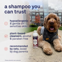 Shampoing Petpost: extrait d'huile de carthame pour nourrir peau et poil.