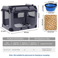 Petprsco cage-chien anti-évasion, fermetures sécurisées.
