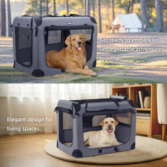 Petprsco cage-chien pliable, cadre en acier robuste pour usage intérieur ou extérieur.
