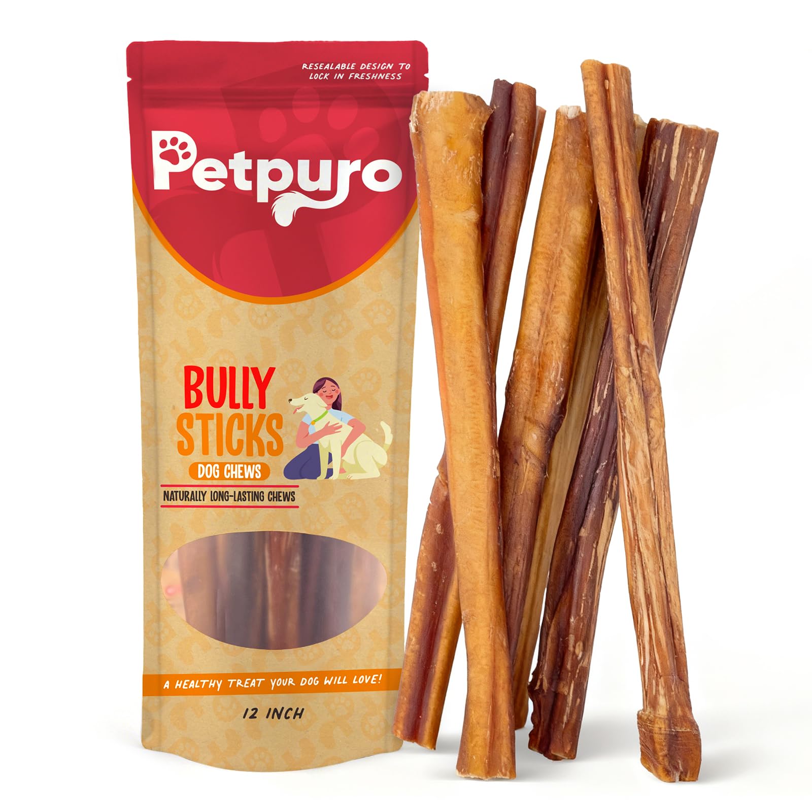 PETPURO batons-boeuf-12-pouces-ingredient-simple récompense naturelle et protéinée pour chien