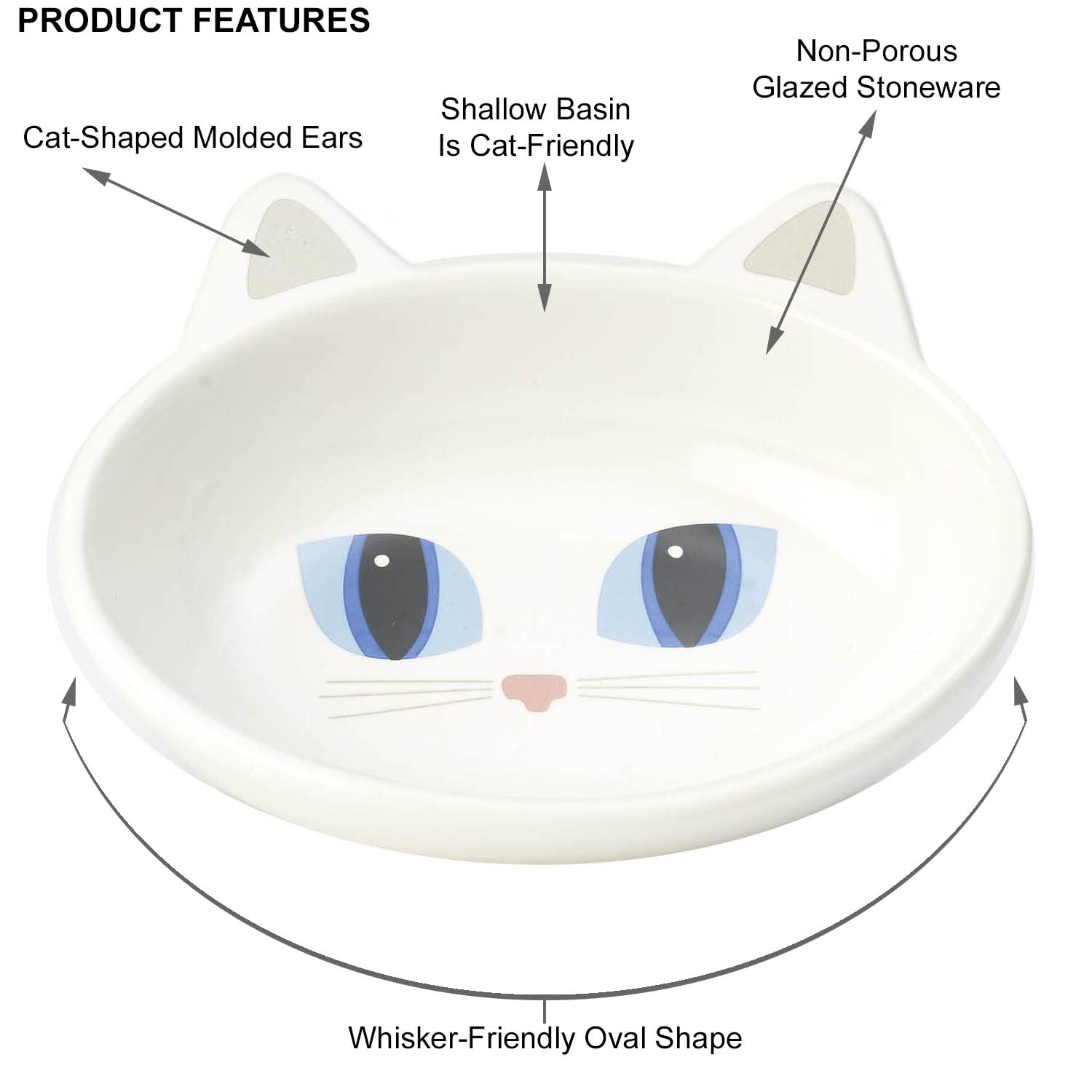 Petrageous bol chat surface céramique non poreuse, facile à nettoyer après chaque repas.