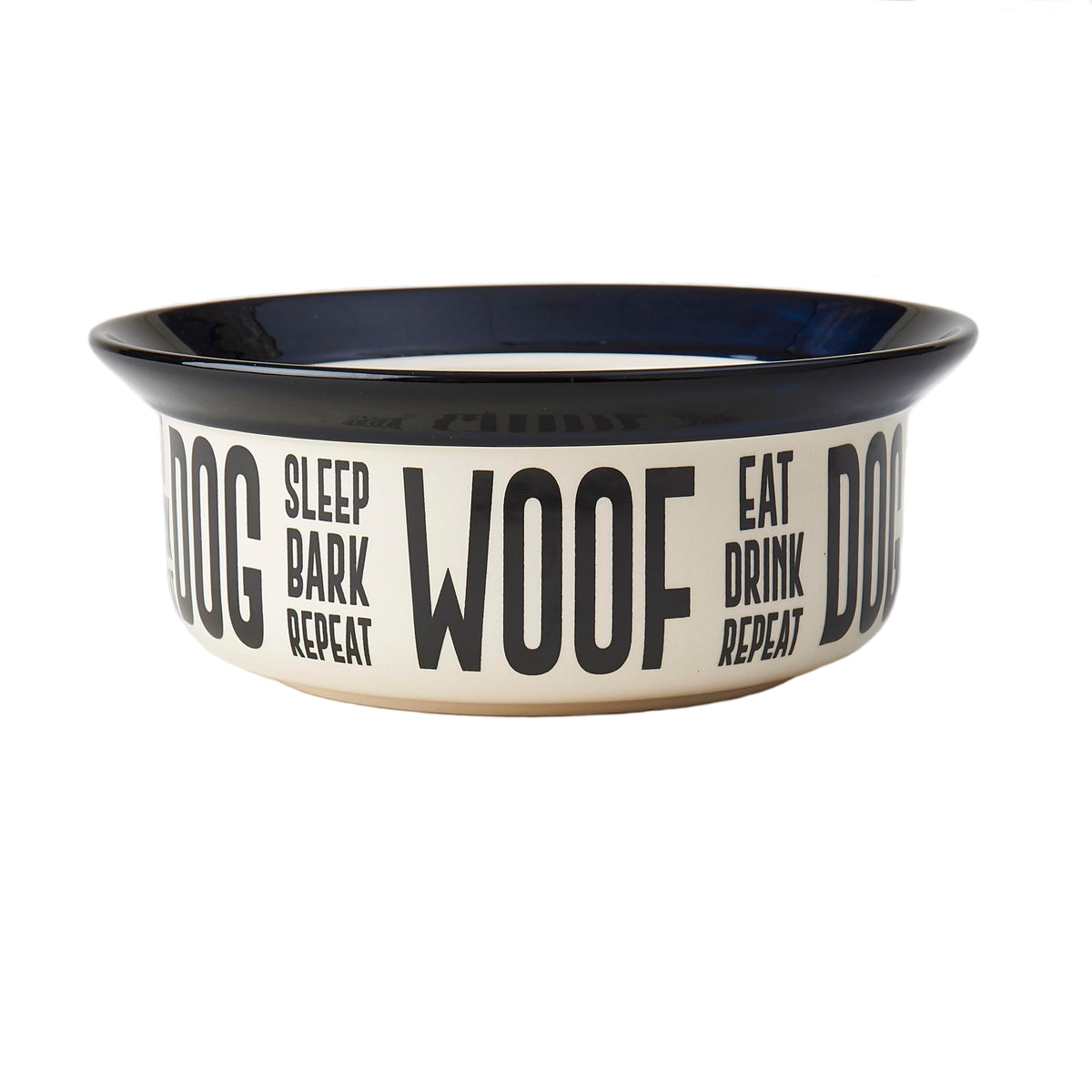 Bol Petrageous Eat Drink Repeat pour chien, stabilité grâce à la céramique lourde.