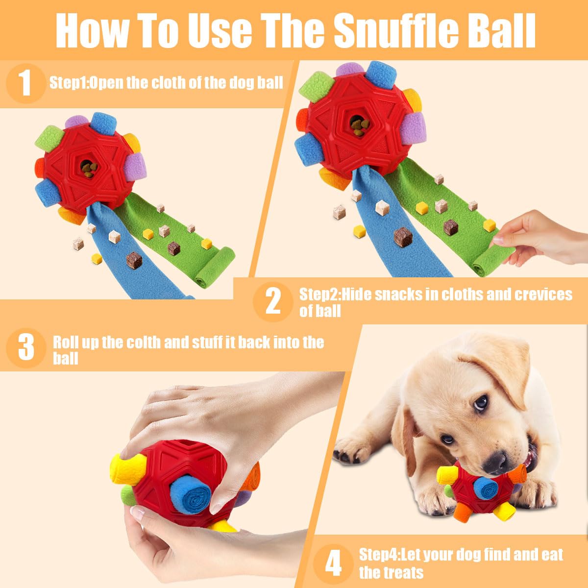 Petration boule-snuffle facile à nettoyer, lavage à la main ou en machine