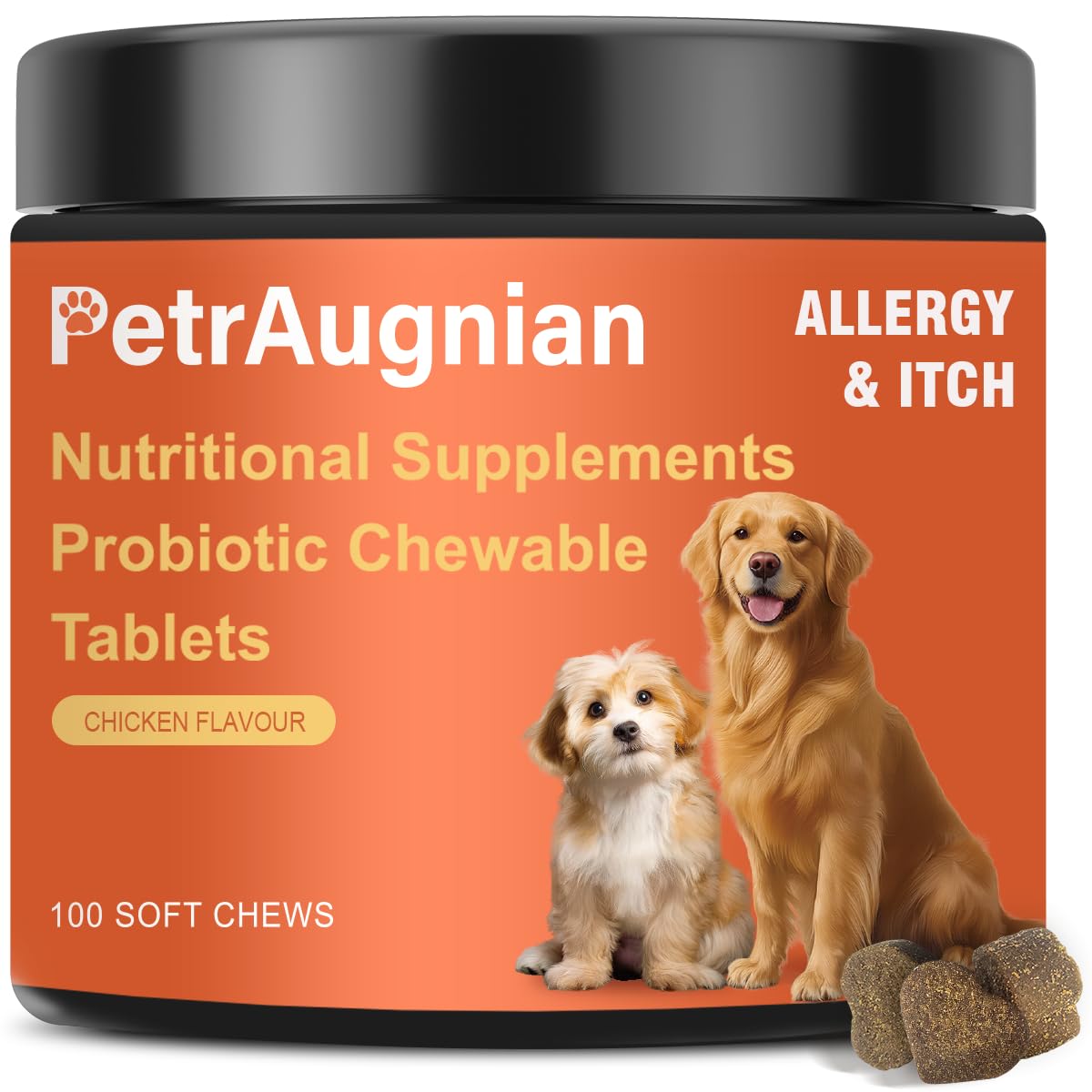PetrAugnian friandises allergie chien - bouteille, soutien immunitaire quotidien.
