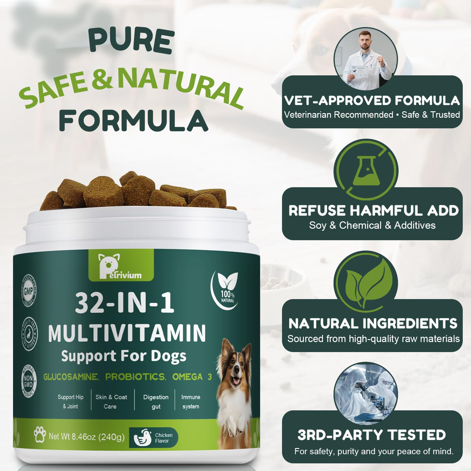 Petrivium Chien Digestion Prebiotiques Probiotiques: équilibre digestif et confort