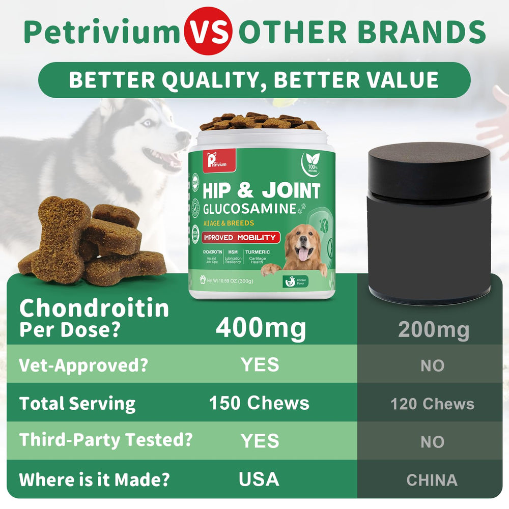 Ingrédients naturels Petrivium: glucosamine, chondroïtine et autres nutriments articulaires.
