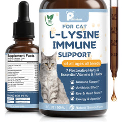 Petrivium Lysine chat-gouttes-flacon: flacon clair, soutien potentiel au système immunitaire.
