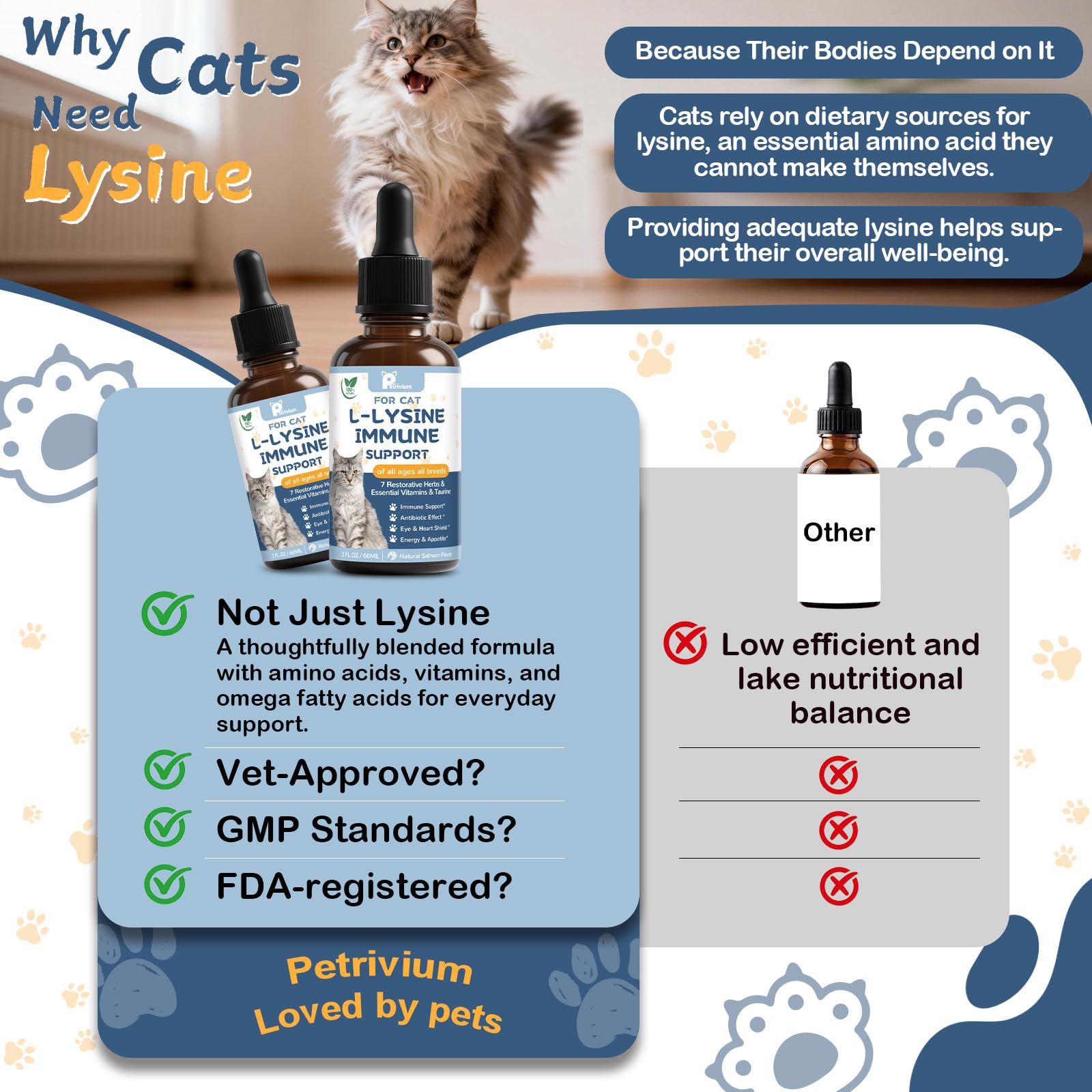 Petrivium Lysine saveur-slamon: goût apprécié par les chats.