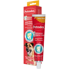 Dentifrice Petrodex pour chiens volaille, améliore l'haleine et facilite le brossage