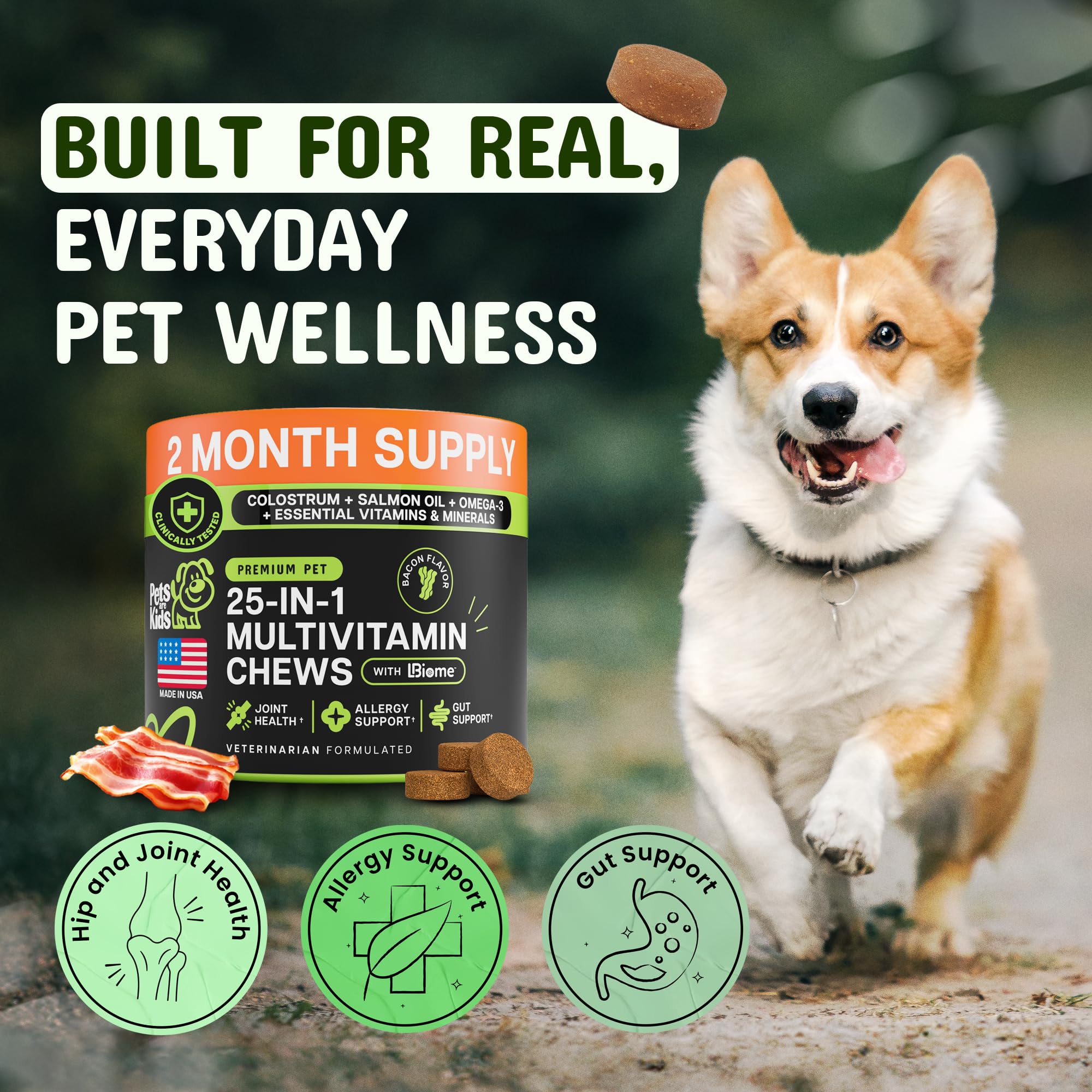 Pets Are Kids Too — ingrédients LBiome, colostrum et huile de saumon.