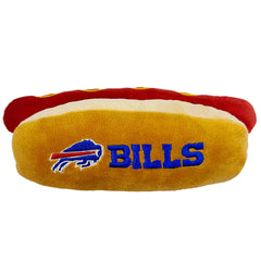 Pets First: peluche hot-dog NFL avec logo Bills de Buffalo, parfait pour les fans.
