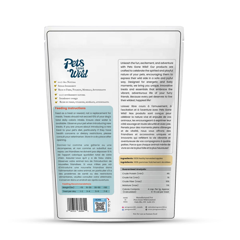 Pets Gone Wild – tranches de pomme sèches, texture croustillante pour chien actif.