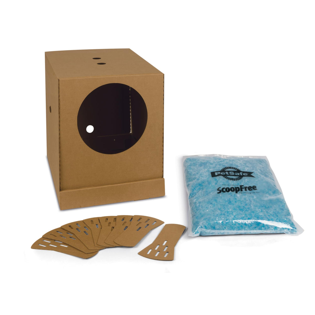 Petsafe boite-litiere-jetable ouverte, pratique pour les voyages rapides et le nettoyage facile.