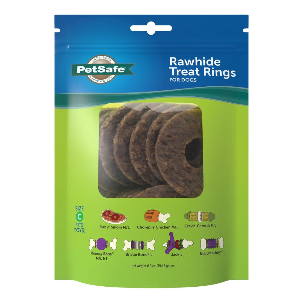 PetSafe Busy Buddy Anneaux Rawhide Naturels, récompense durable pour chien.