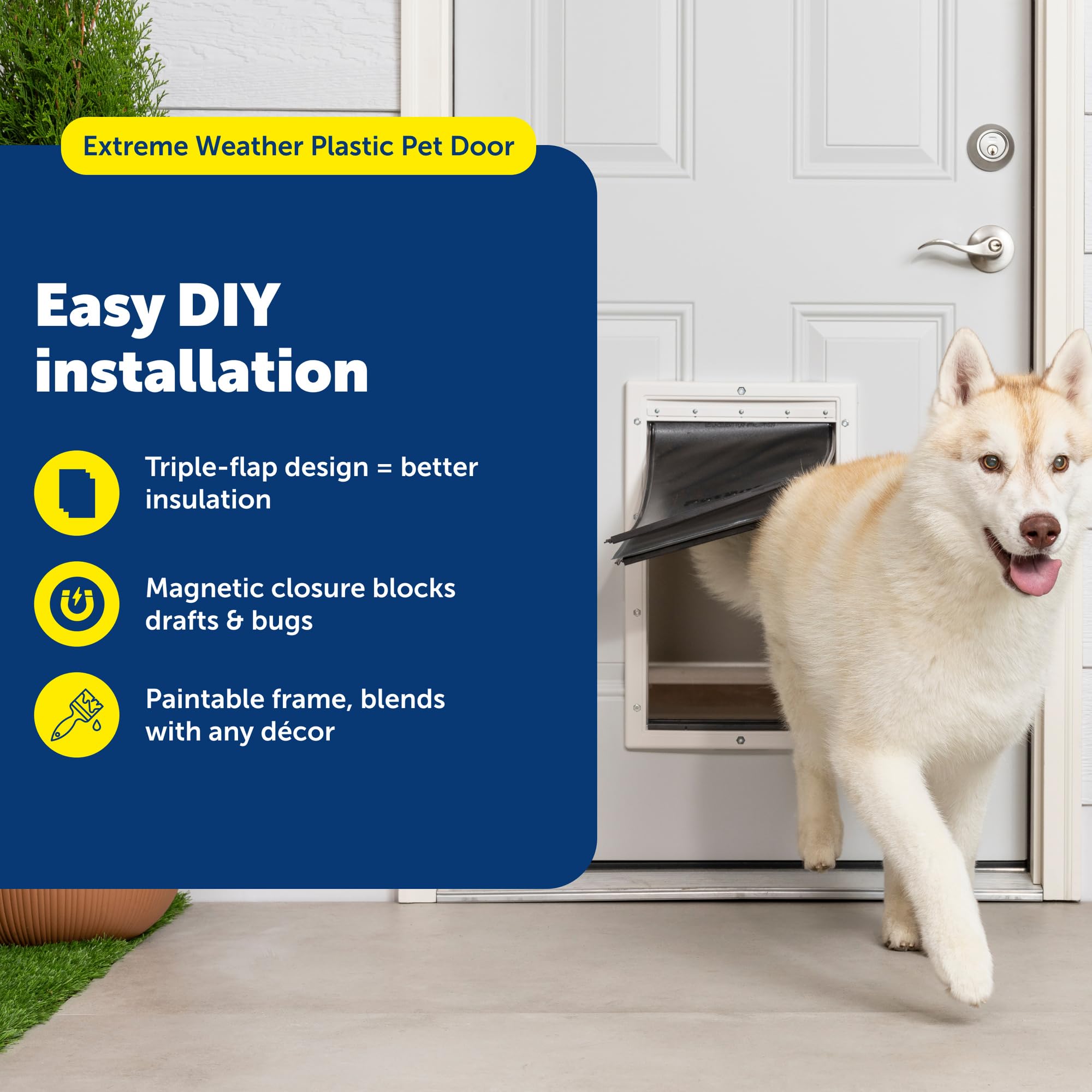 Cadre plastique durable Petsafe, résistant et peint compatible avec votre déco.