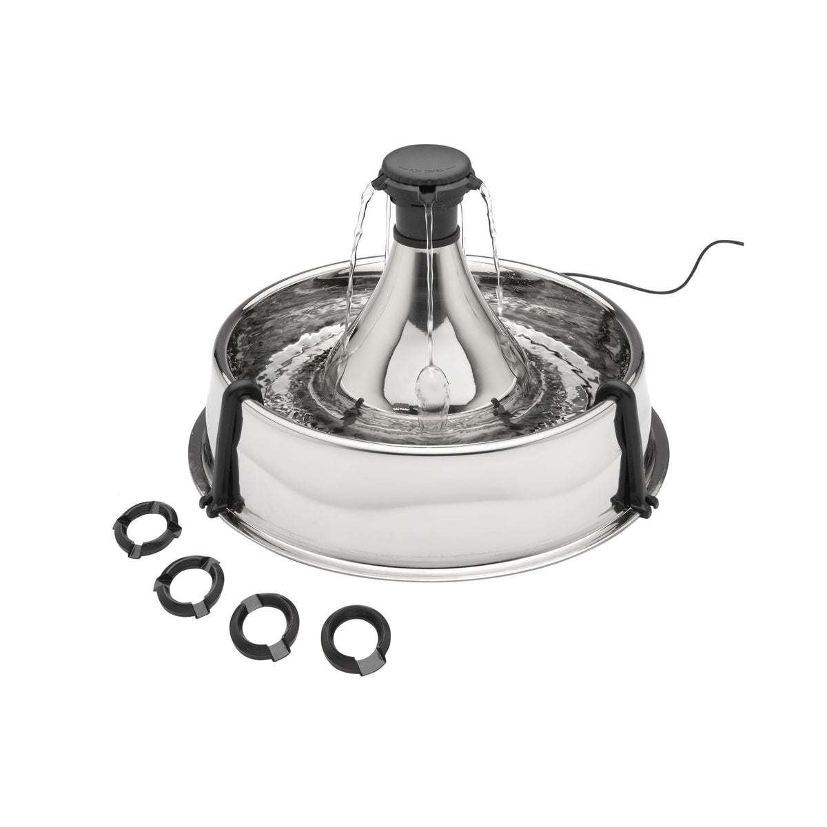 Fontaine Drinkwell en inox offre un accès eau à 360 degrés pour plusieurs animaux.