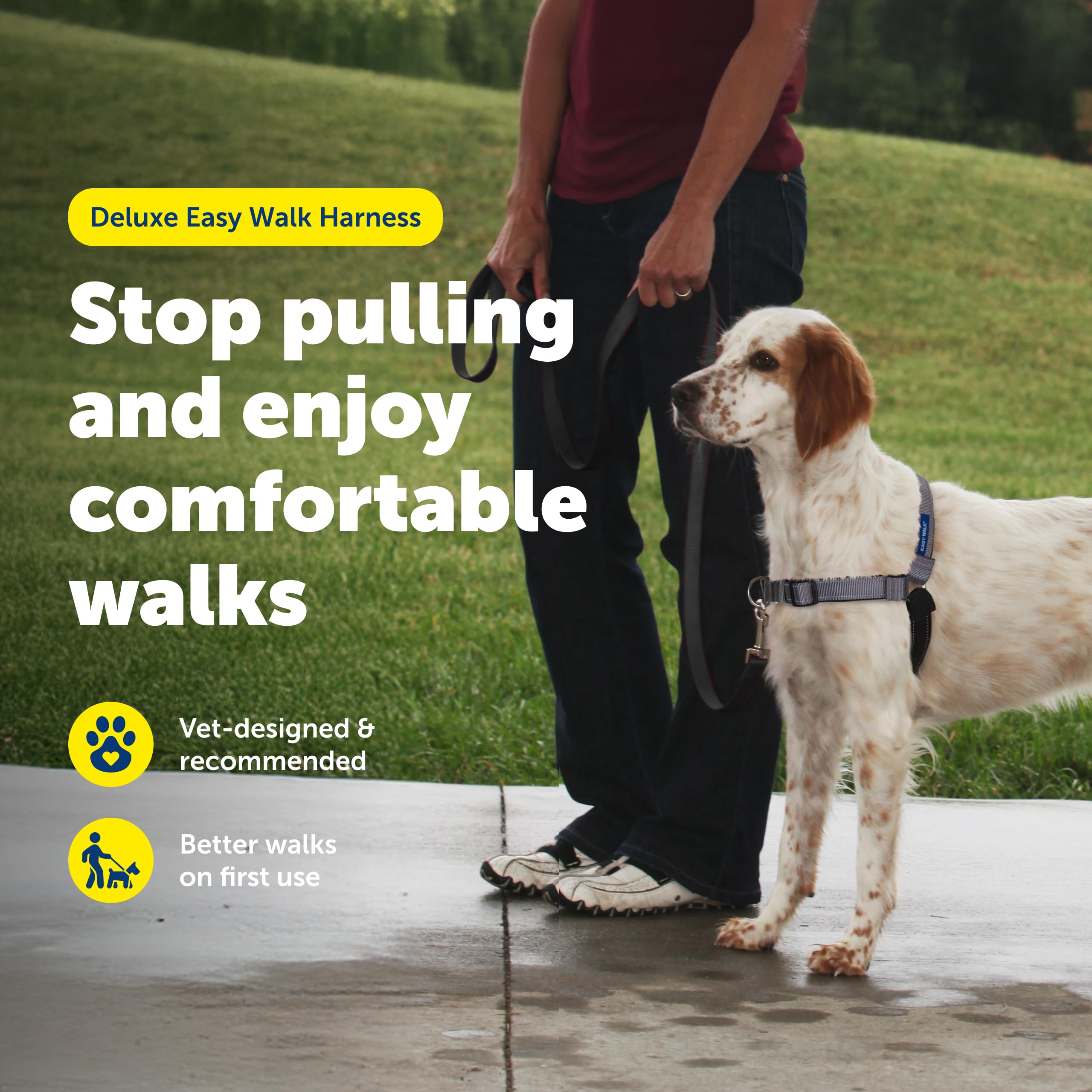 Harnais PetSafe Easy Walk Deluxe, montage rapide via les sangles à encliquetage.