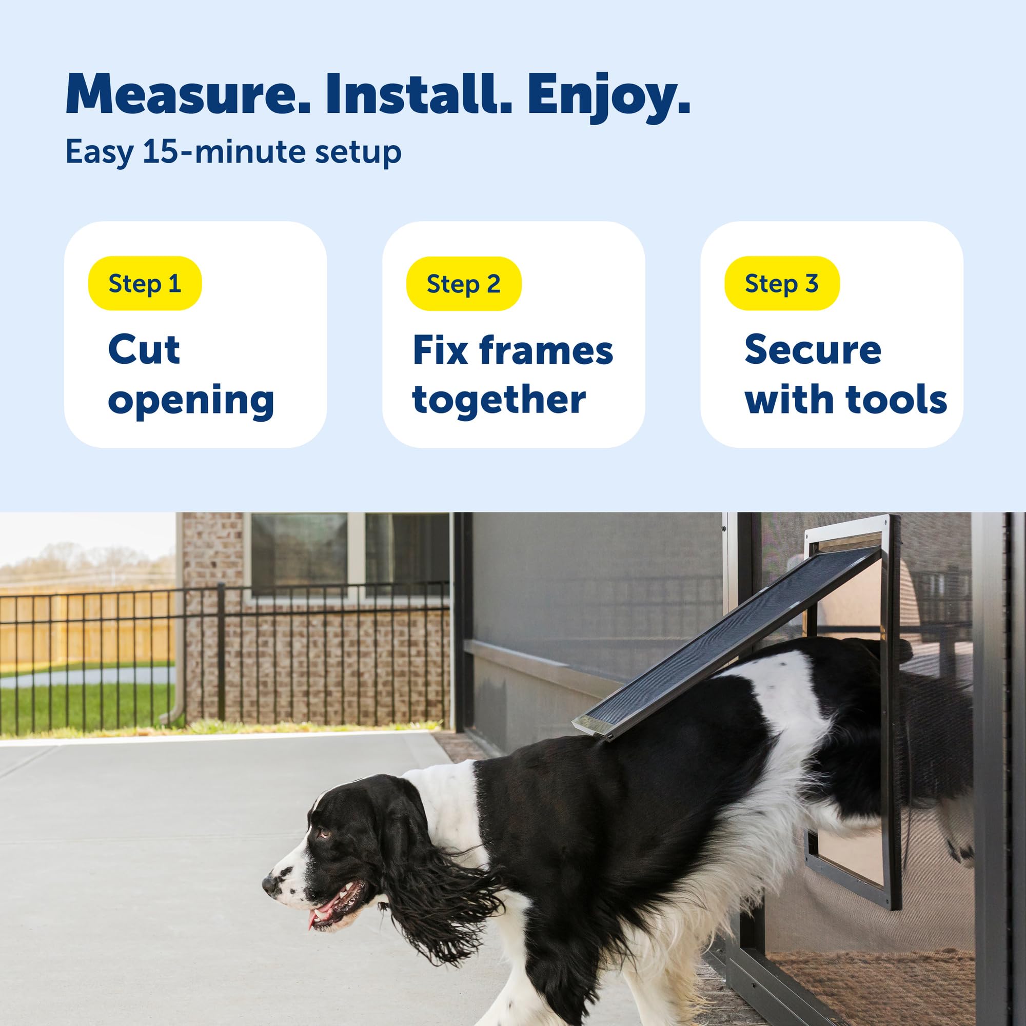 PetSafe compatible avec écrans métalliques et vinyle pour une intégration discrète.