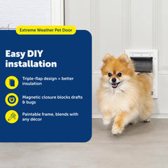 Porte PetSafe Extreme Weather avec système de flap triple illustrant l'isolation.