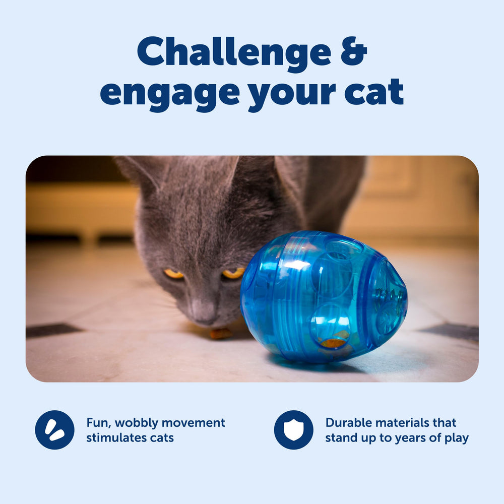 PetSafe FUNkitty Egg-Cersizer offre un enrichissement mental pour chat pendant les repas.