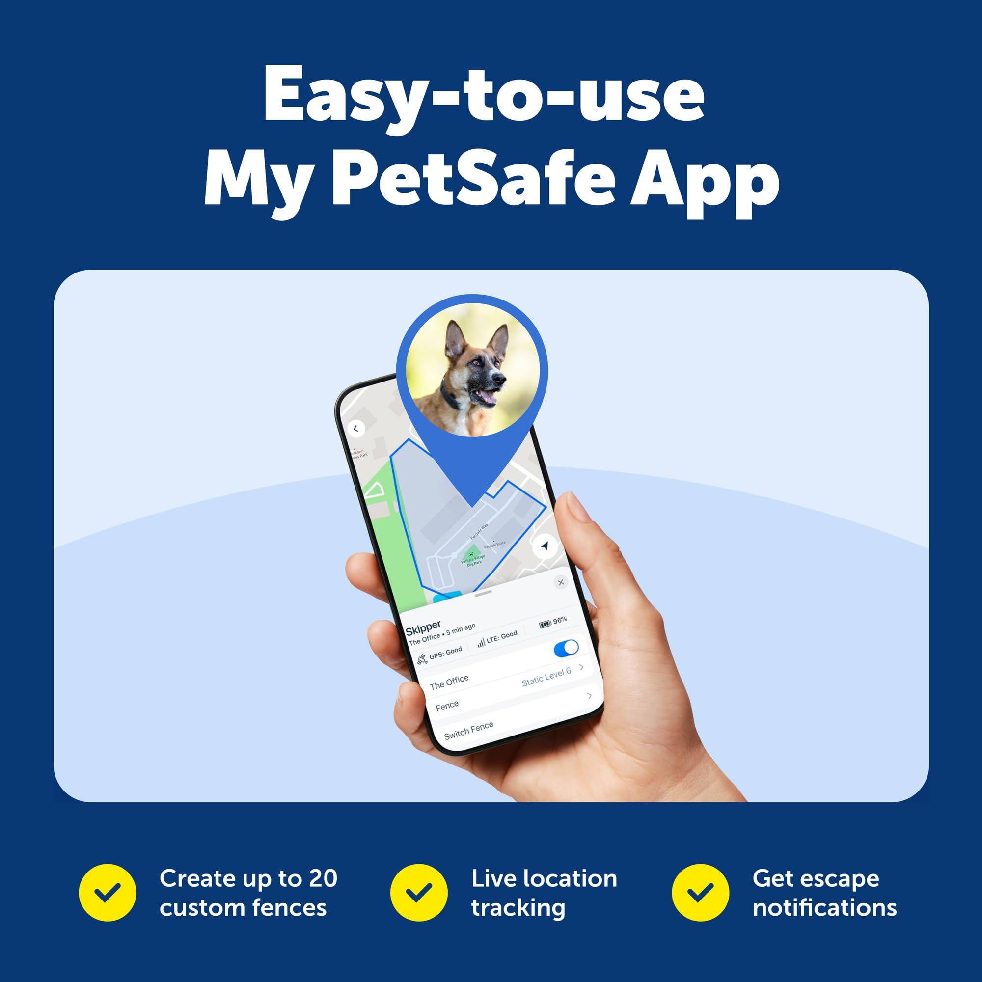 Collier PetSafe Guardian GPS imperméable et confortable pour sorties.