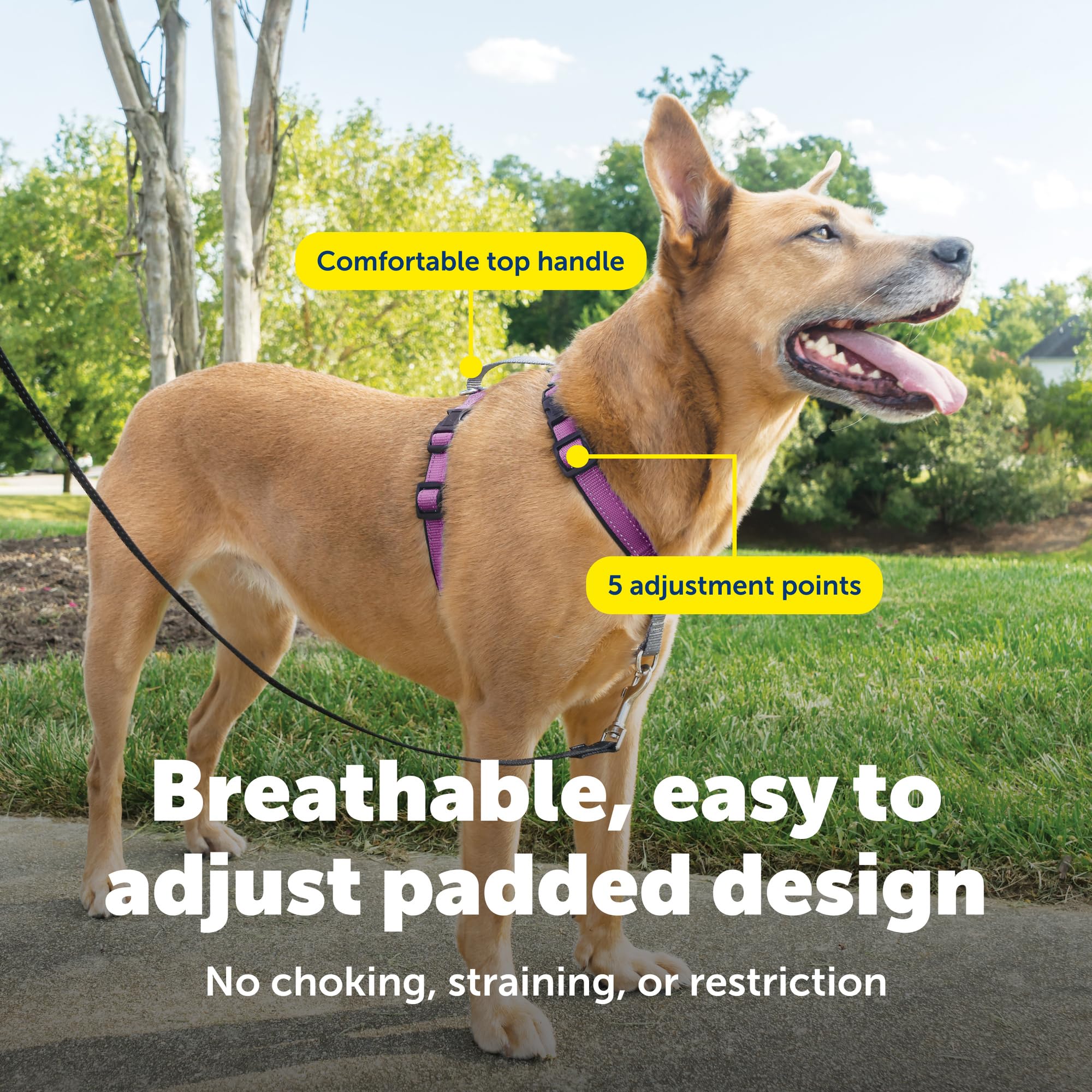 PetSafe 3-en-1 harnais avec doublure confortable et tissu respirant.