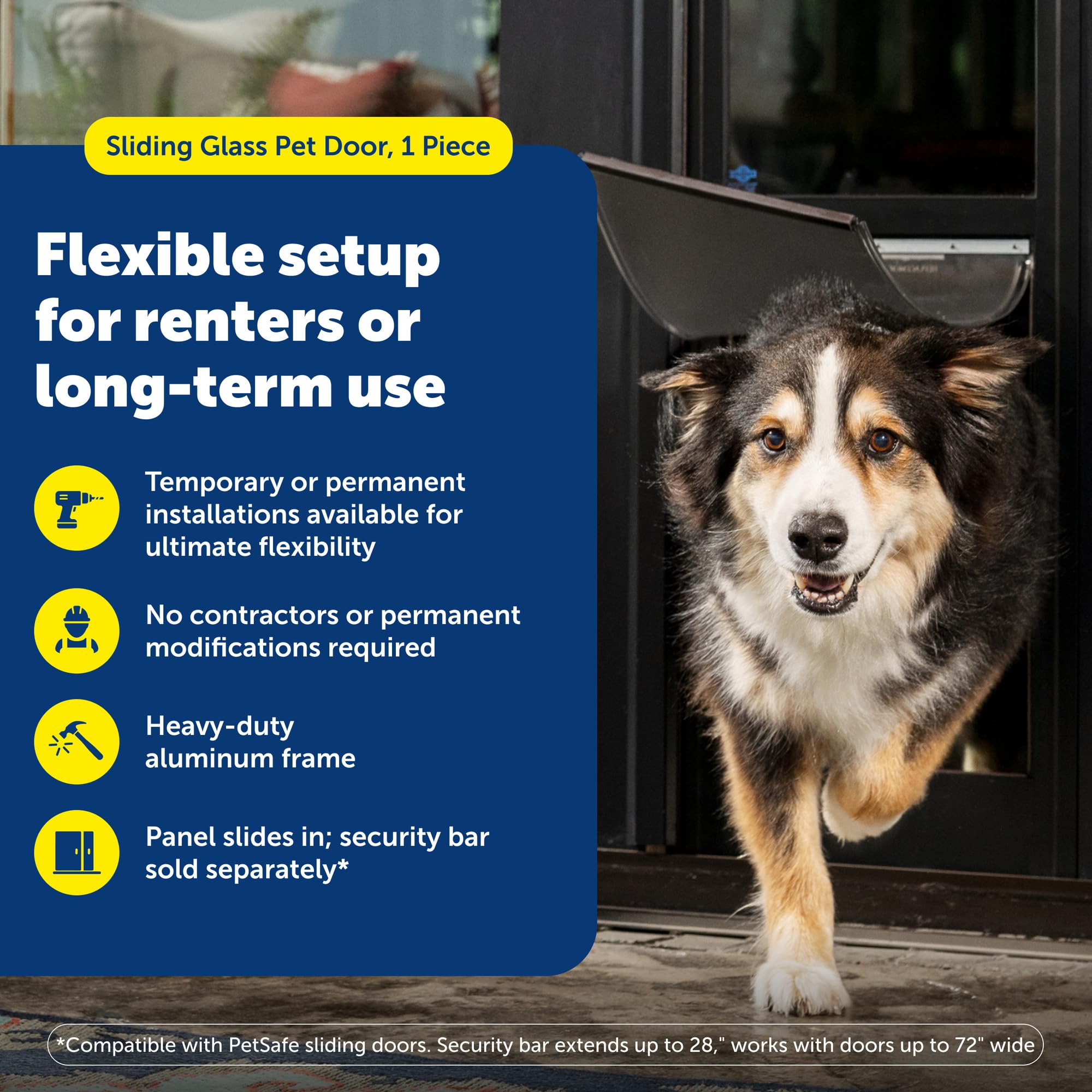 Installation PetSafe dans le rail de porte-fenêtre sans perçage.
