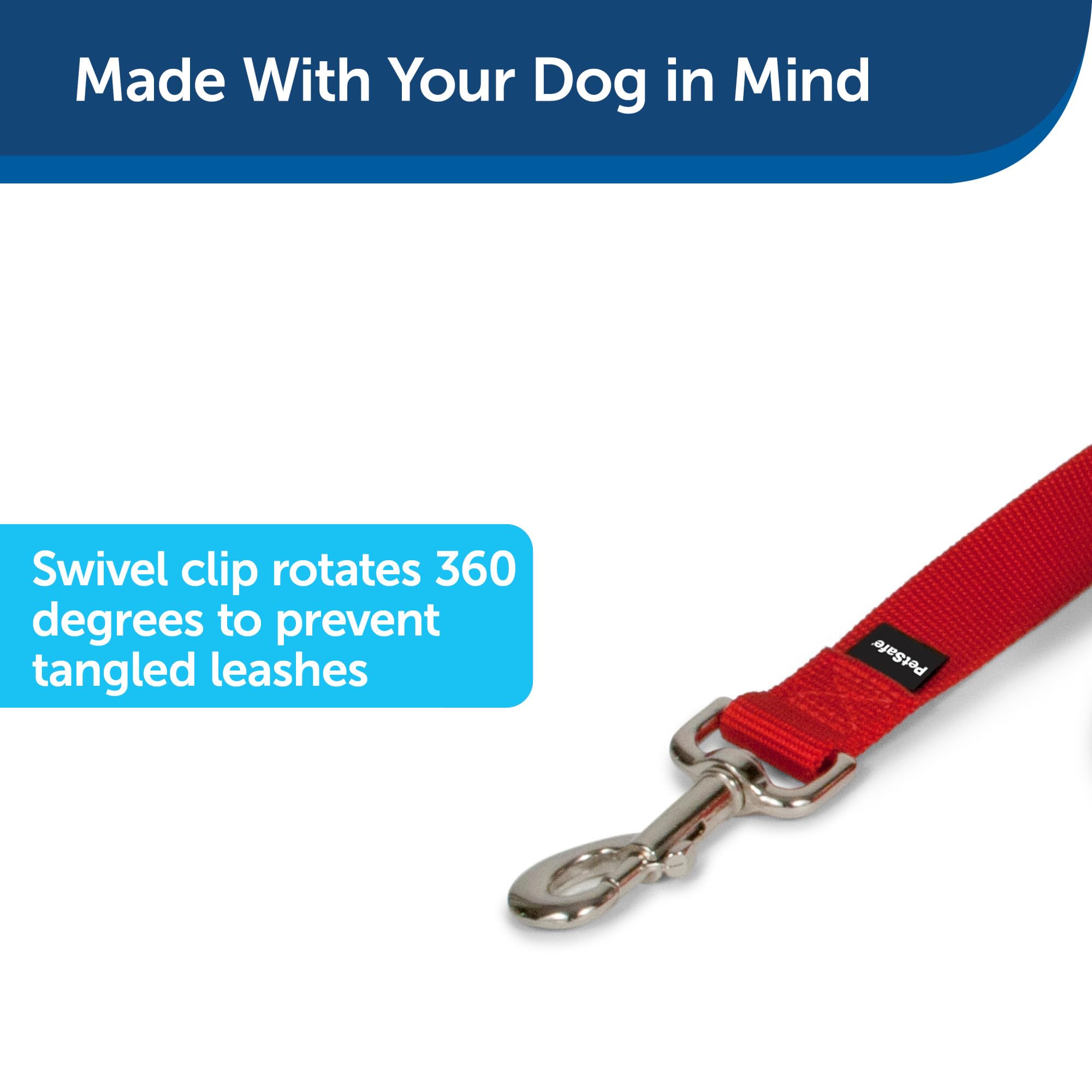 Laisse PetSafe en nylon rouge offre douceur et flexibilité pour des promenades confortables
