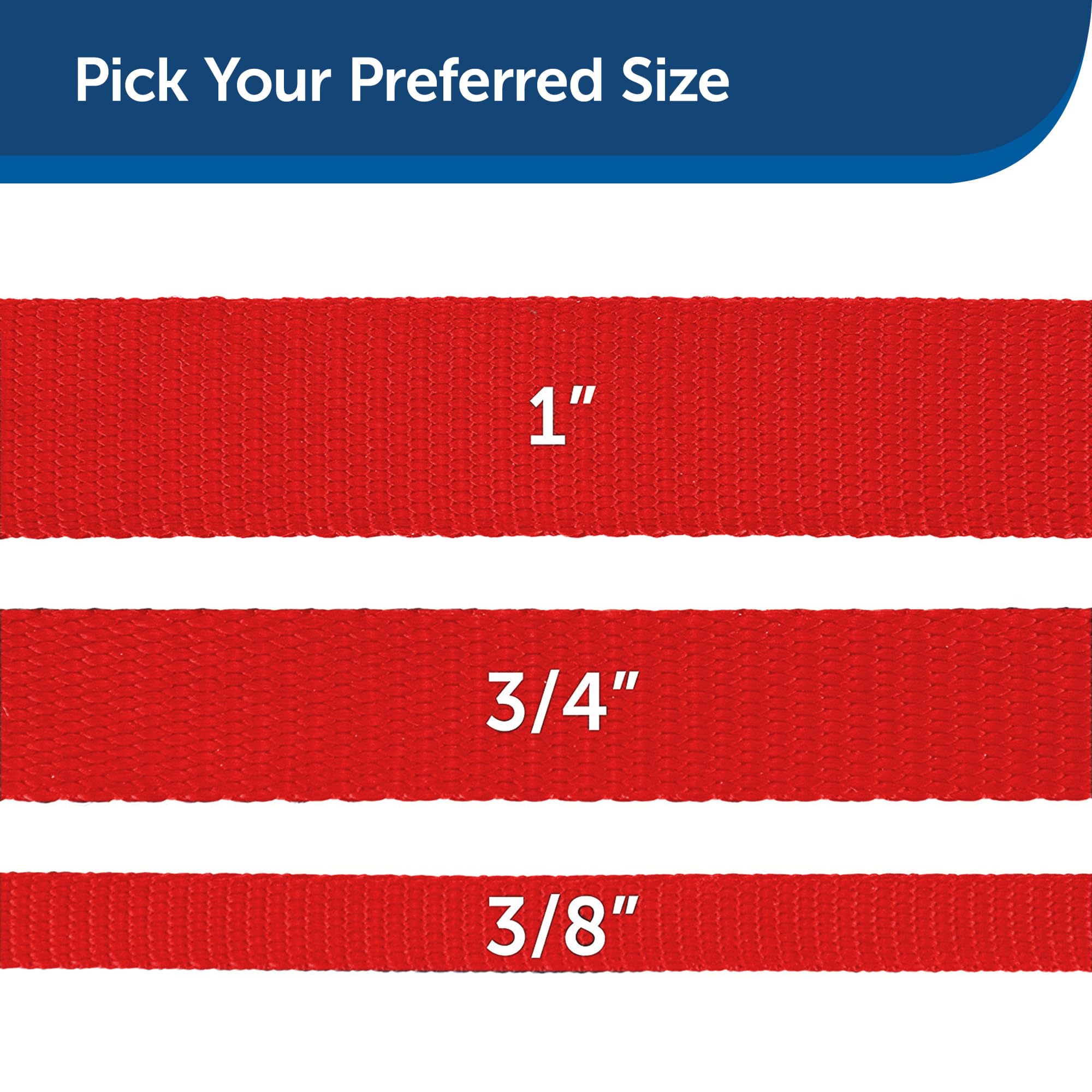 PetSafe laisse nylon rouge disponible en deux longueurs et trois largeurs