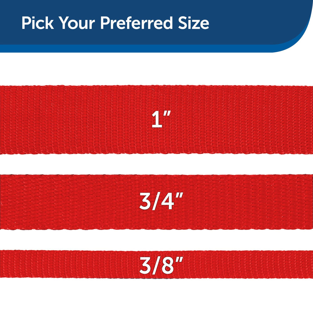 PetSafe laisse nylon rouge disponible en deux longueurs et trois largeurs