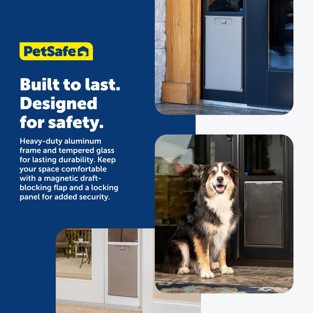 Matériaux PetSafe en aluminium et verre trempé résistants aux intempéries.